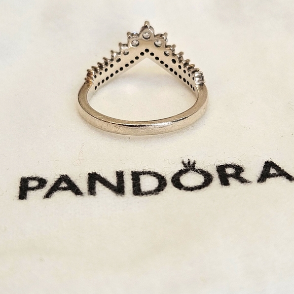 Pandora Sterling Silver Timeless Princess Wishbone CZ Ring S925 ALE Size 7.5 - Picture 5 of 9